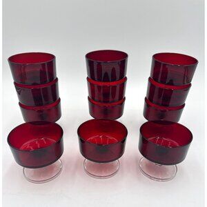 Vintage 4 Luminarc France Ruby Red Sherbets Dessert Goblets Pedestal Christmas